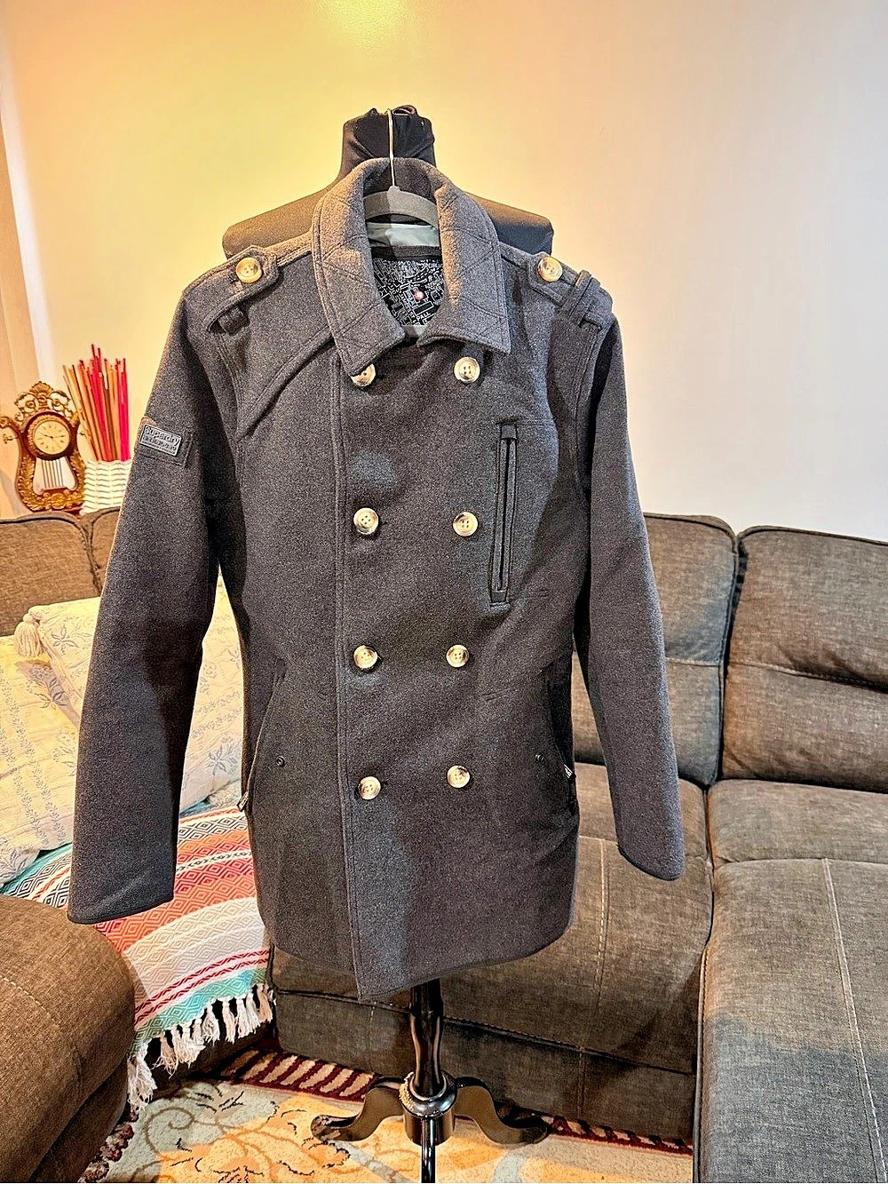 Superdry wool blend Coat Gray Size Medium like new